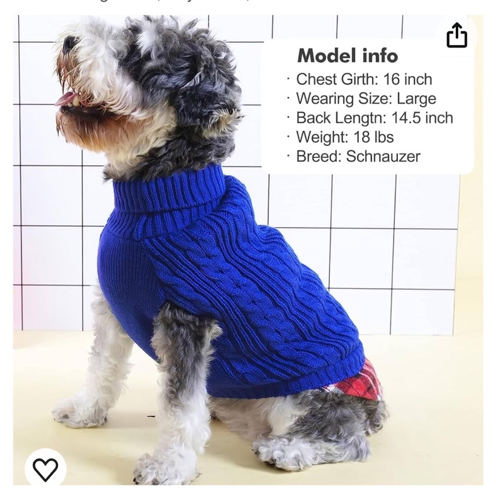 Dog Sweater Blue Knit Size Small